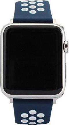 Image du produit Hermex Apple Watch 44mm / 42mm S / M silicone Bracelet Sport Soft BLEU BLANC (42 mm, 44 mm, Silicone, M)