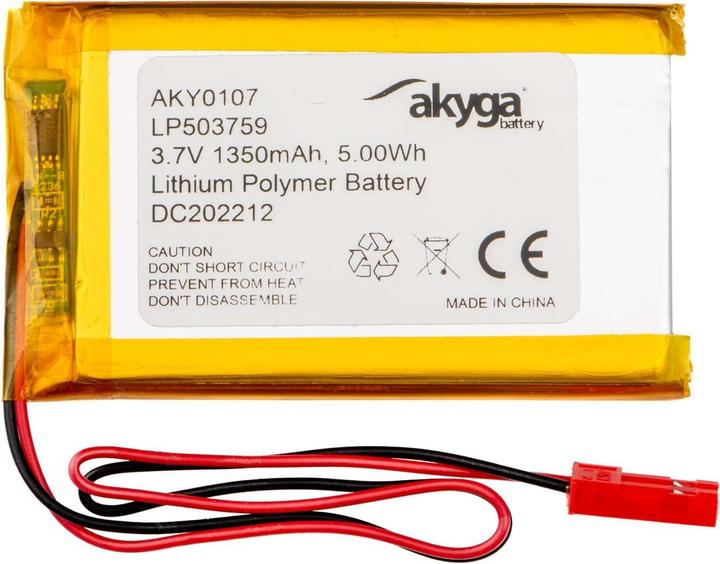 Actual product image Akyga LP503759 Akkupack x Spezial-Akku LiPo 3.7 V 1350 mAh (3.70 V, 1350 mAh)