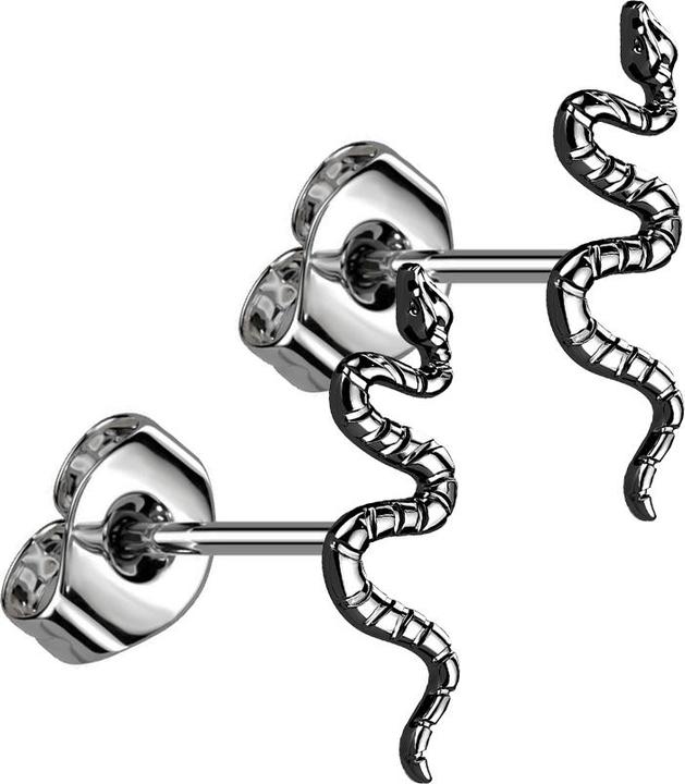Image du produit Star Piercing Threadless clou d'oreille argent serpent noir (sans laiton, Titane G23)
