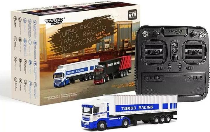 Produktbild Turbo Racing Lastwagen C50 mit Anhänger Weiss, 1:76, RTR (RTR Ready-to-Run)
