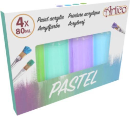Artico - Set Pastell-Acrylfarben in Tuben 80 ml 4 Farben (2er-Set) (Mehrfarbig, 80 ml)