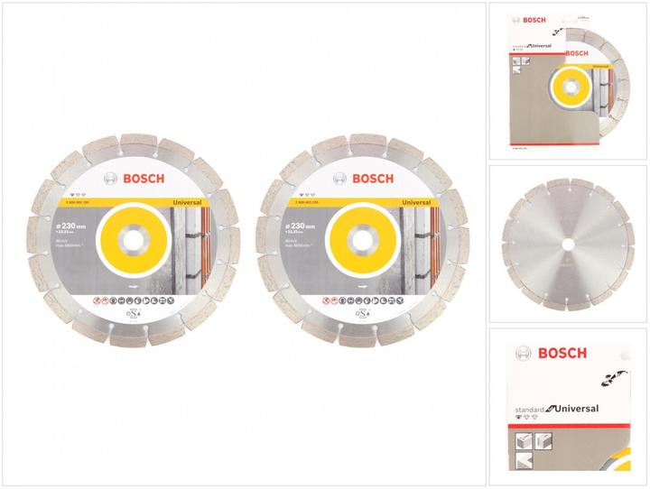 Produktbild Bosch Professional Bosch Standard Universal Diamant Trennscheibe 230 mm 2 Stk. ( 2x 2608615065 ) Beton Aufnahme 22,23 m