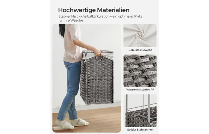 Actual product image Songmics Wäschekorb auf Rollen 140 l, Grau, Detailfarbe: Grau (140 l)