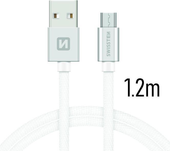 Swissten Datenkabel Textil USB / Micro-USB 1.2 M (1.20 m, USB 3.2 Gen 1)