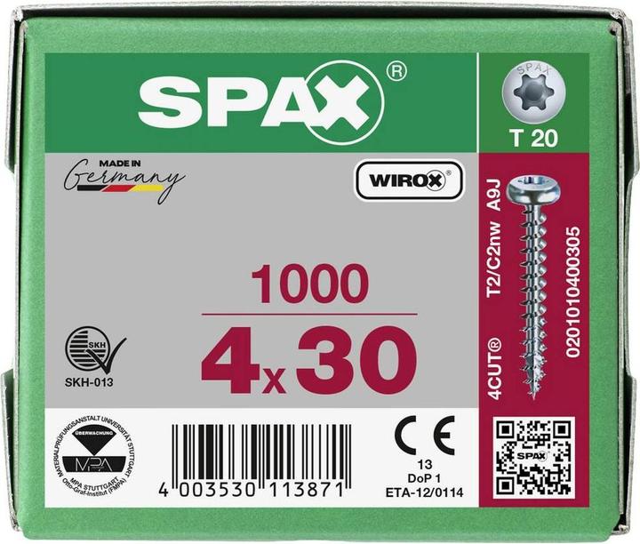 Produktbild Spax Spanplattenschrauben PH T20 4,0x30 mm (1000 Schrauben pro Stück)