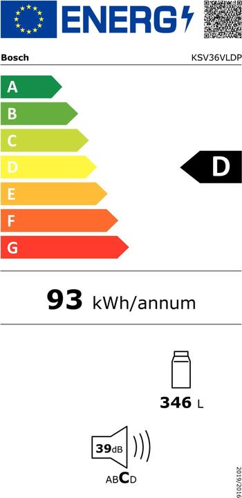 Energie-Label Bosch Hausgeräte KSV36VLDP (346 l)
