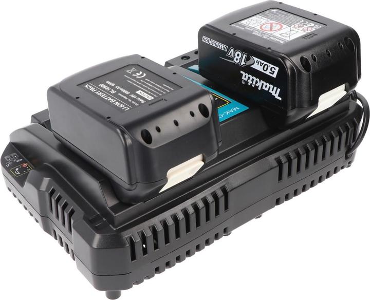 Immagine prodotto AccuCell Caricabatterie a 2 scomparti adatto a 1 o 2 batterie Makita agli ioni di litio