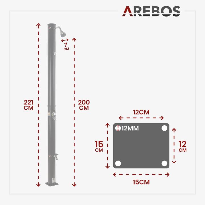 Actual product image Arebos Solar shower with base plate 20 L - wood look