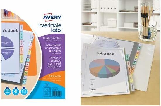 Produktbild Avery Intercalaires à onglets, 8 touches, PP, transparent dimensions: A4, couleur touches assorti, 180 mic