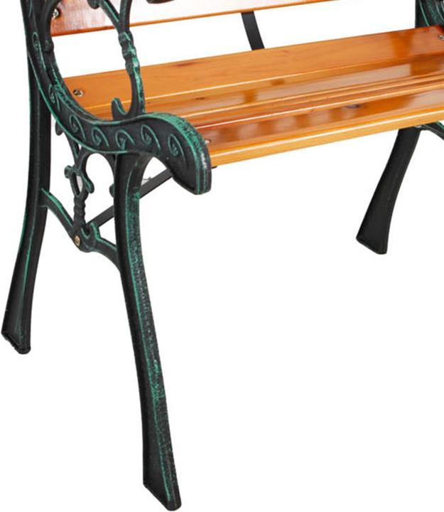 Produktbild Mojawo Gusseisen Gartentisch Outdoortisch Holz Glasplatte Natur 98x46xH56cm