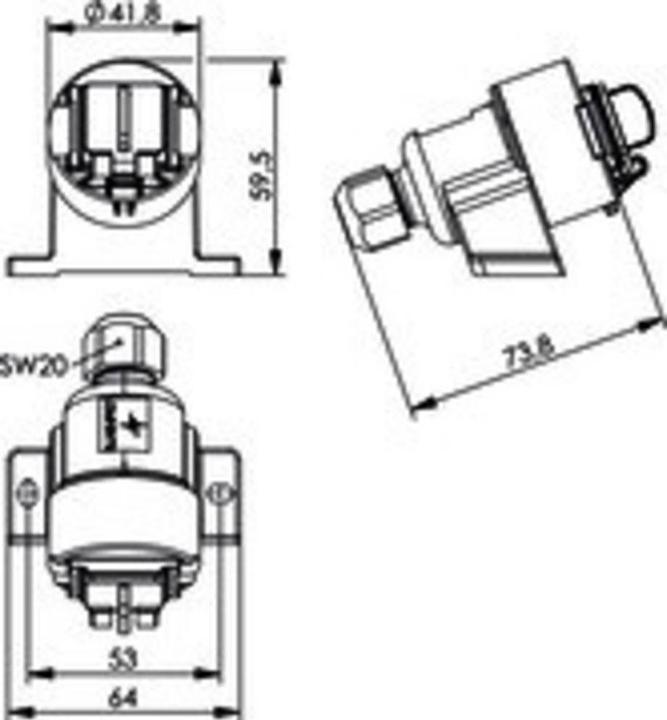 Actual product image Telegärtner RJ45 junction box variant 6 socket, straight poles: 8P8C J00020A0436 Light gray J00020A0436 1 pc.