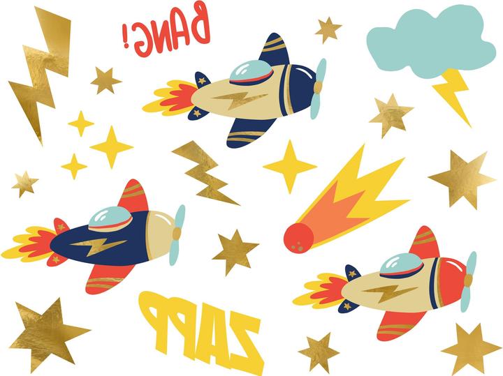 Produktbild Partydeco Tattoo Set Flugzeug