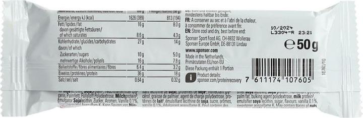 Valori nutrizionali e ingredienti Sponser Recupero delle proteine (Vaniglia, 25 pz., 1250 g)