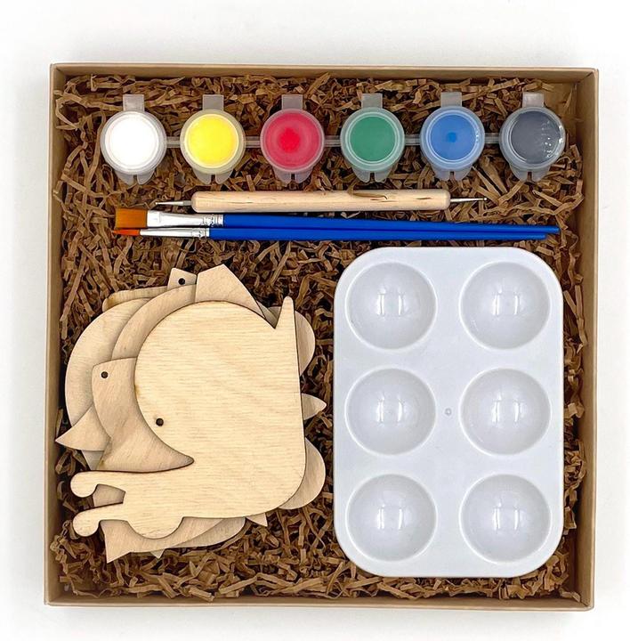 Image du produit Activity Board Set de dessin d'animaux mignons en bois avec oiseau, papillon, escargot et feuille, bricolage