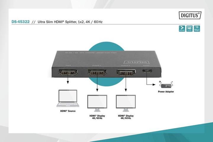 Immagine prodotto Digitus Splitter HDMI ultra slim