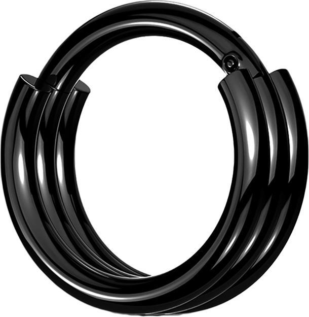 Produktbild Star Piercing Micro Segmentring klappbar schwarz drei Reifen (Chirurgenstahl 316L, ohne Messing)