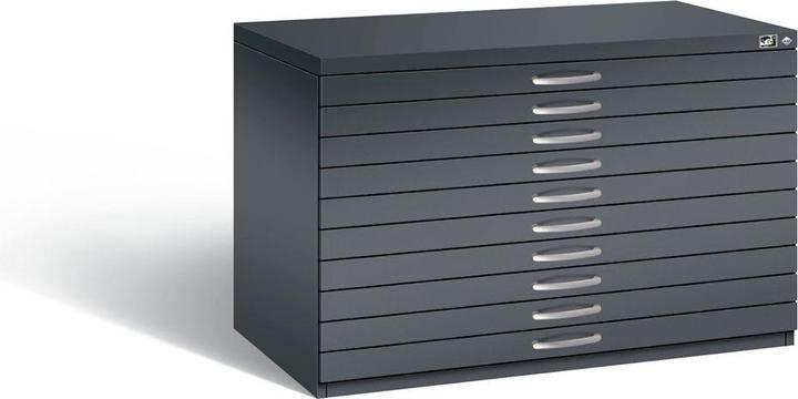 Produktbild C+P CP 7100 Planschrank schwarzgrau mit 10 Schubladen 110,0 x 76,5 x 76,0 cm