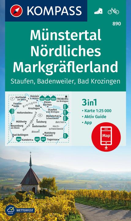 Image du produit Carte de randonnée 890 Münstertal, Markgräflerland du Nord, Staufen, Badenweiler, Bad Krozingen