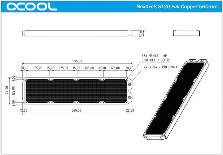 Produktbild Alphacool NexXxoS ST30 Full Copper 560mm (140 mm)