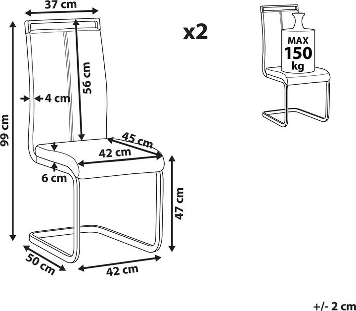 Image du produit Beliani Esszimmerstuhl Kunstleder weiss 2er Set GREEDIN