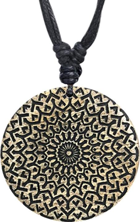 Immagine prodotto Star Piercing Halskette schwarz Anhänger Marokkanisches Muster aus Krokodilholz (senza ottone, Organico)