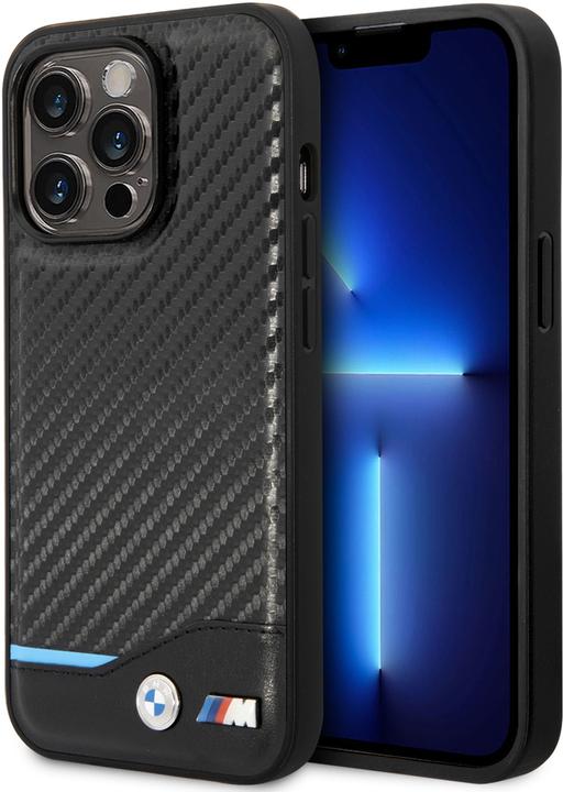 Actual product image BMW Case BMHCP14L22NBCK iPhone 14 Pro 6.1" czarny/black Leather Carbon (Apple iPhone 14 Pro)