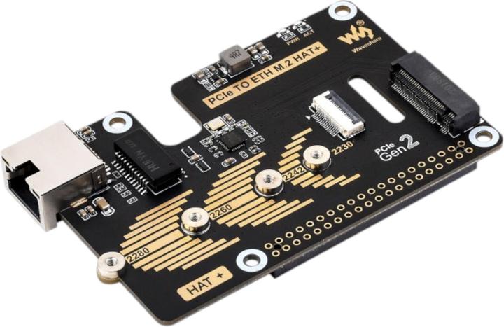 Image du produit WaveShare PCIe vers Gigabit ETH et M.2 HAT+ pour Raspberry Pi 5