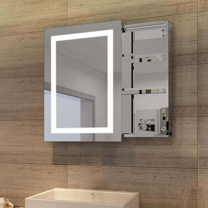 Image du produit SONNI LED-Spiegelschrank, Hochglanz-Badezimmerspiegel mit Beleuchtung, Badezimmerspiegelschrank