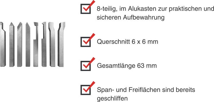Produktbild Paulimot HSS-Drehmeissel-Set 8-teilig, 6 x 6 mm (6 mm)