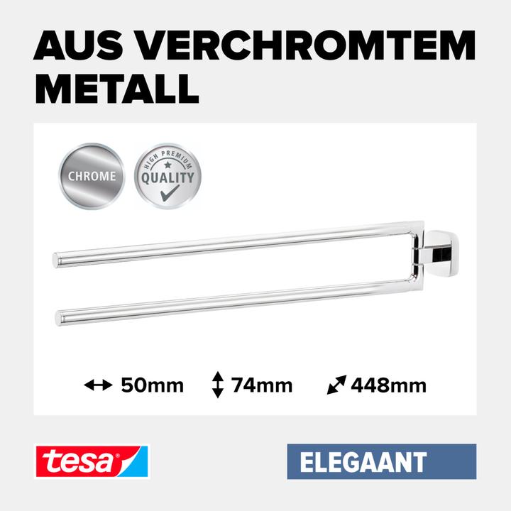 Actual product image tesa ELEGAANT Towel rail two-arm incl. adhesive solution without drilling