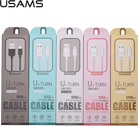 Produktbild Usams Kabel U-Turn microUSB 1m bialywhite 2A MICUSBXD02 US-SJ098 (1 m, USB 2.0)