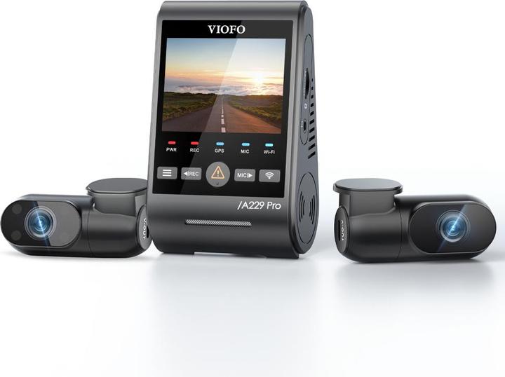 Immagine prodotto Viofo A229 Pro 3CH (Ricevitore GPS, Microfono incorporato, Display integrato, WiFi, Accelerometro, Visione notturna, 4K)