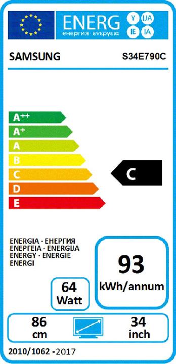 Energy Label Samsung Ls34e790cns (3440 x 1440 pixels, 34")