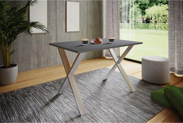 Actual product image Ebuy24 Dining table XonaX silver coloured (110 x 80 x 76 cm)