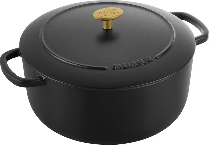 Ballarini BELLAMONTE runder Gusseisentopf 75003-542-0 - 5 5 ltr schwarz (26 cm, Bräter + Schmortopf, Gusseisen)