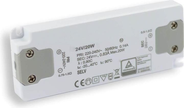 Actual product image Isoled LED transformer 24V/DC, 0-20W, ultraslim