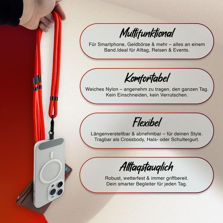 Produktbild Nalia HoldMe Lanyard Handykette - Universal Trageband für Smartphones - Verstellbar, Soft & Elastisch