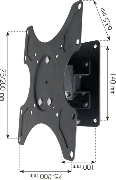 Actual product image Techly Tiltable Wall Bracket (Wall, 37", 25 kg)