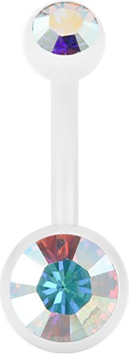 Produktbild Star Piercing Banane Pure White mit zwei Swarovski Kristallkugeln multicolor (ohne Messing, Chirurgenstahl 316L)