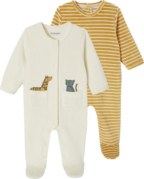 Vertbaudet 2er-Pack Baby Samt-Strampler mit Recycling-Polyester