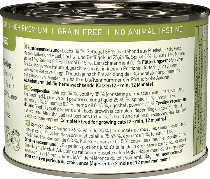 Image du produit Catz Finefood Kitten No.5 saumon & volaille (Chiot + chaton, 6 pcs, 255 g)