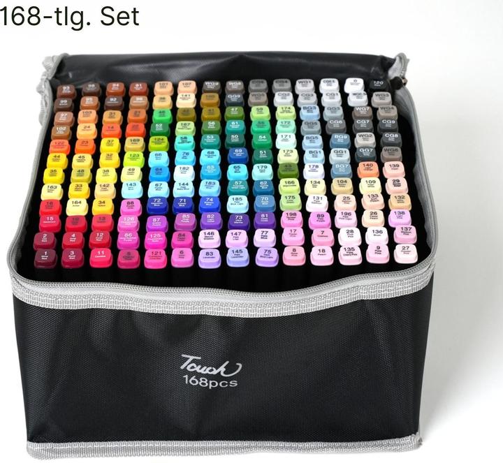 Image du produit Hermex Set de 168 feutres à double pointe Dual Marker Feutres double face Twin Marker (Multicolore, 6 mm, 168 x)