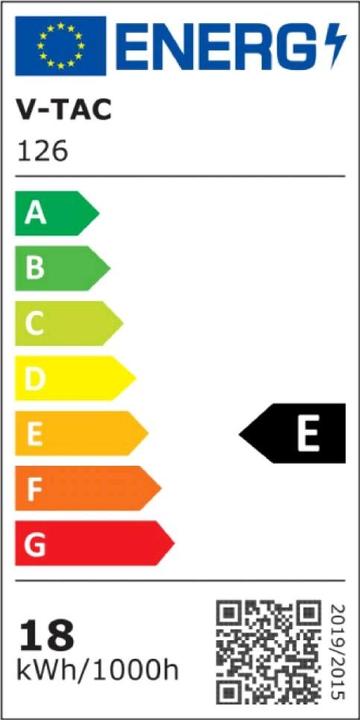 Etichetta energetica V-TAC VT298 Lampadina LED SAMSUNG Chip 18W E27 A80 Plastica 3000K (E27, 18 W, 2000 lm, 1 x, G)