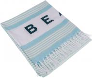 Immagine prodotto Ootb Telo hammam fouta bianco/turchese/blu, Spiaggia (80 x 170 cm)