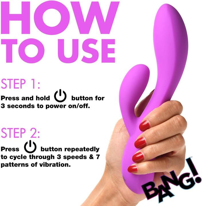 Actual product image Frisky Wiederaufladbarer Flexibler Rabbit-Vibrator Aus Silikon Lila