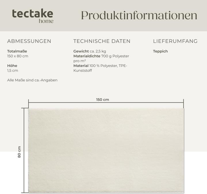 Produktbild tectake Kurzflorteppich Soft Zone (80 x 150 cm)