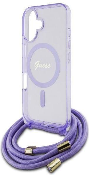 Produktbild Guess GUHMP16SHCTSGNSU iPhone 16 6.1" fioletowy/purple hardcase Crossbody Cord Script MagSafe