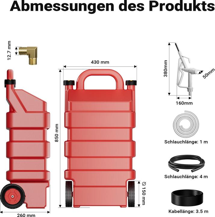 Produktbild Wiltec 60l mobile Tankanlage 12V Pumpe Kraftstoffbehälter Diesel Benzin Kanister