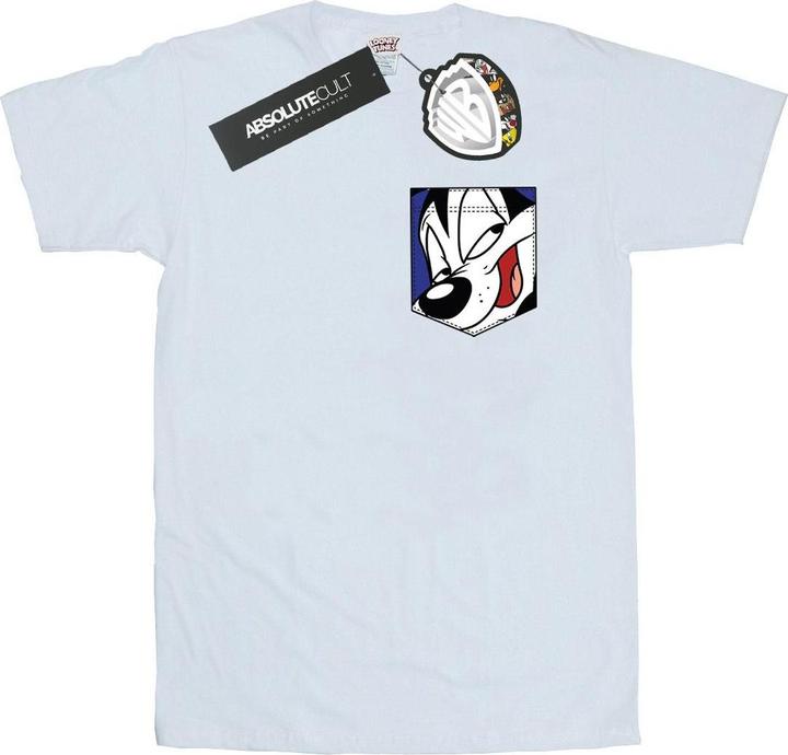 Actual product image Looney Tunes Mens Pepe Le Pew Face Faux Pocket T-Shirt (L)