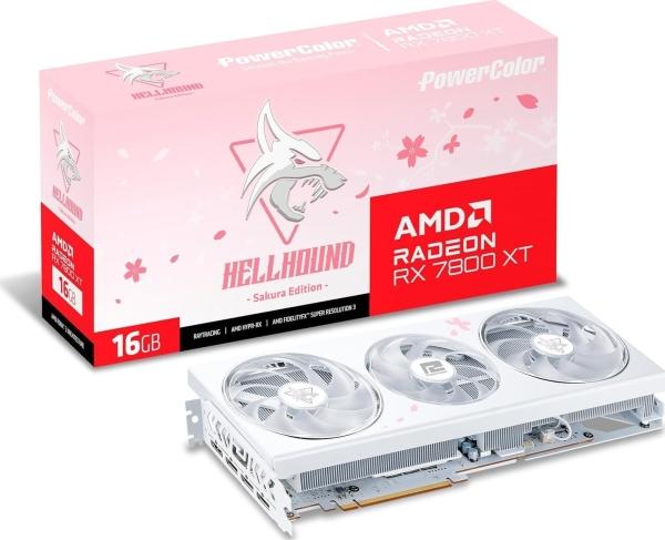 Actual product image Powercolor RX 7800 XT Hellhound Sakura White 16GB OC (16 GB)